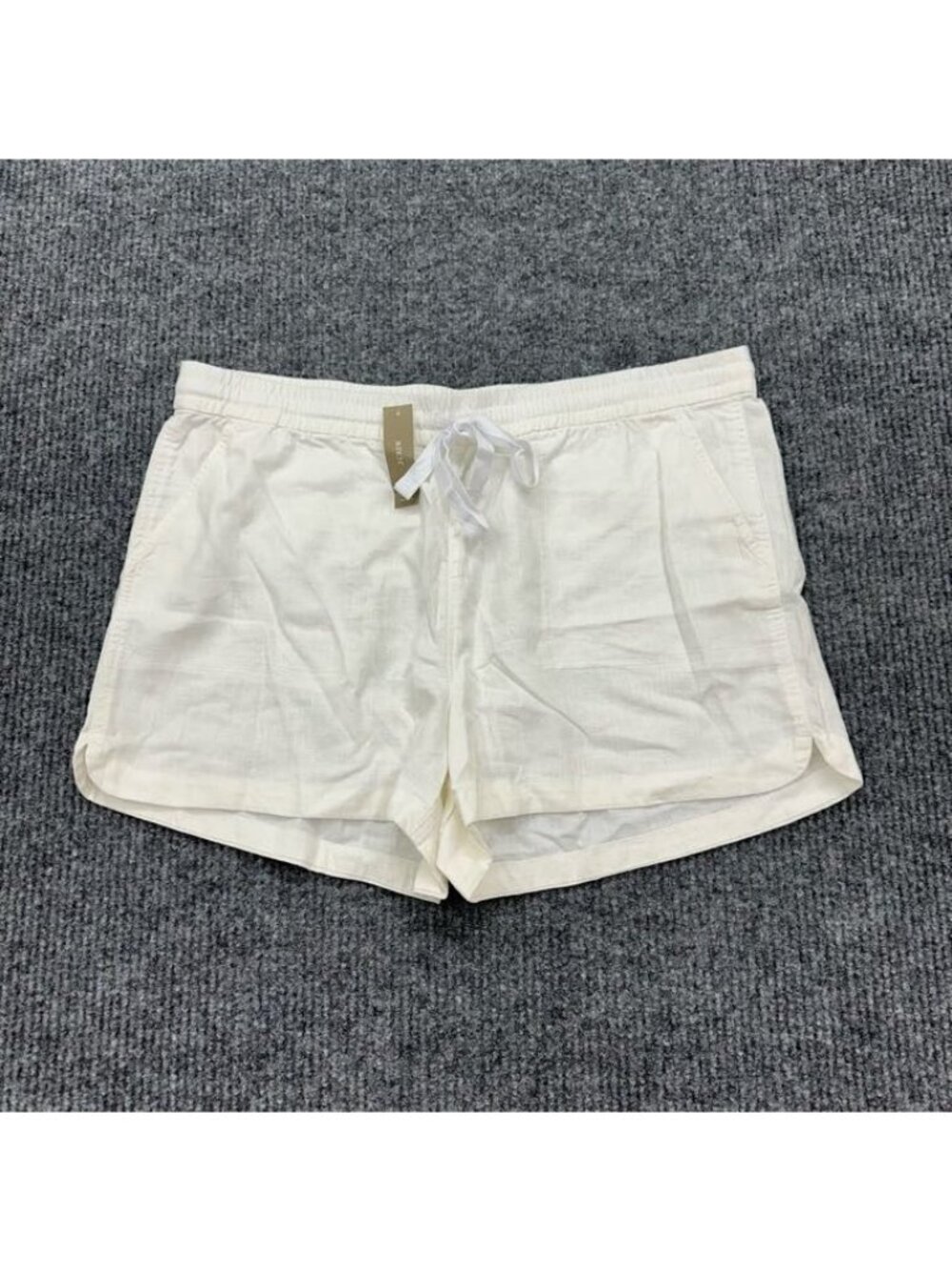 J Crew Seaside White Linen Blend Drawstring Pull On Shorts BF383 Womens XL NEW